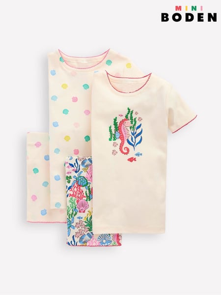 Boden Cream Twin Pack Short 100% Cotton Pyjamas (W36533) | € 44 - € 53