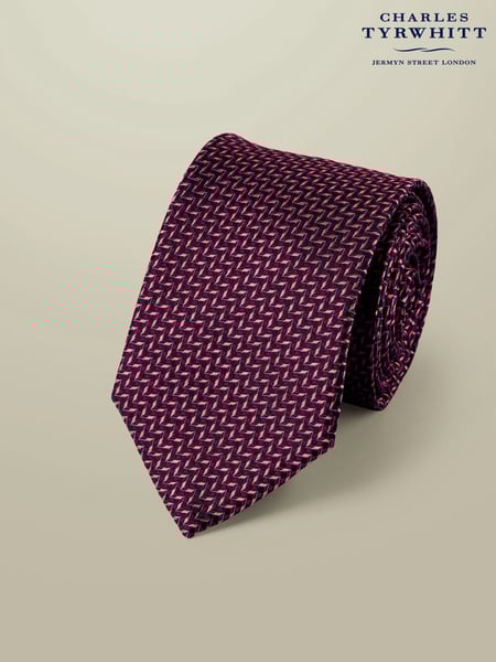 Charles Tyrwhitt Dark Pink Stain Resistant Geo Tie (W36638) | € 55