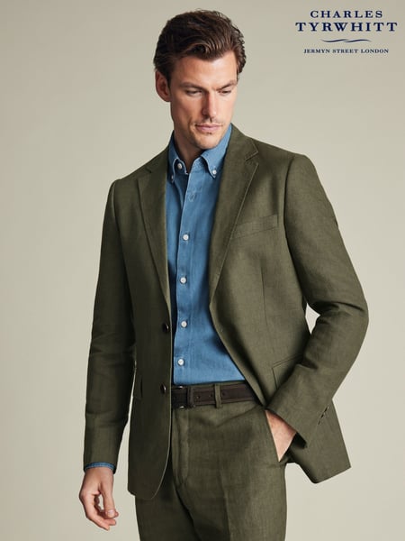 Charles Tyrwhitt Green Slim Fit Slim Fit 100% Linen Jacket (W36662) | € 435