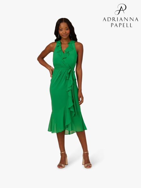 Adrianna Papell Green Surplice Combo Dress (W38018) | € 232