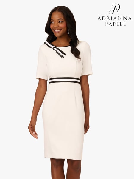 Adrianna Papell Crepe Ribbon Short White Dress (W38024) | € 232