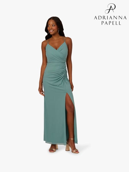 Adrianna Papell Green Stretch Mesh Draped Gown (W38025) | € 279
