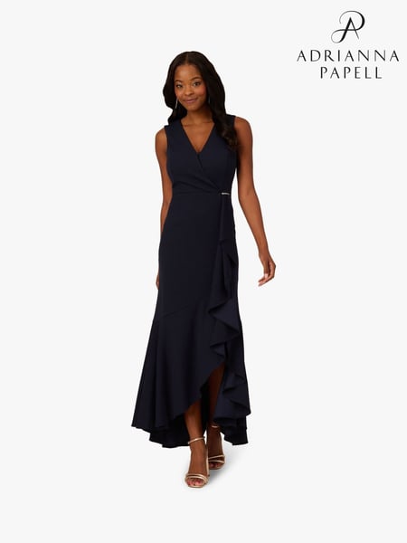 Adrianna Papell Blue Studio Ruffle Flounce Crepe Gown (W38033) | € 264