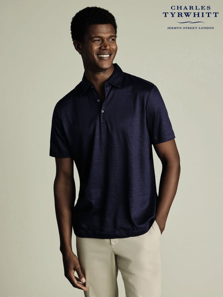 Charles Tyrwhitt Blue 100% Linen Polo Shirt (W38590) | € 101
