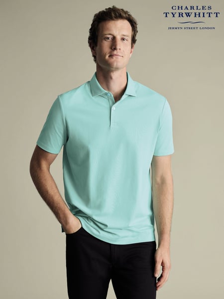Charles Tyrwhitt Green Short Sleeve Smart Pique Polo Shirt (W39899) | € 94