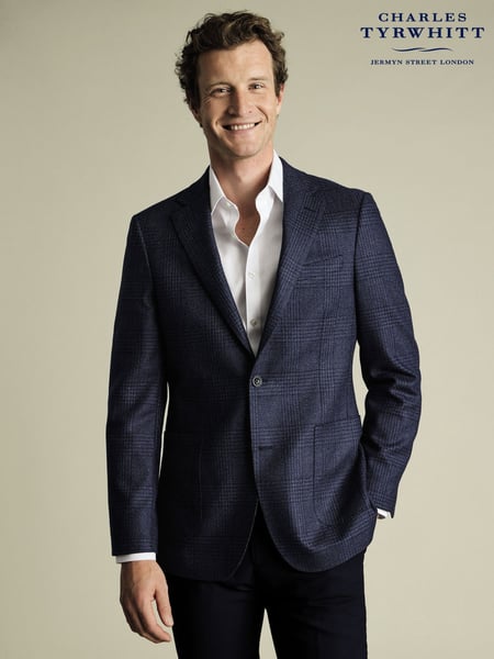 Charles Tyrwhitt Chrome Blue Slim Fit Wool Silk Jacket (W40206) | € 435