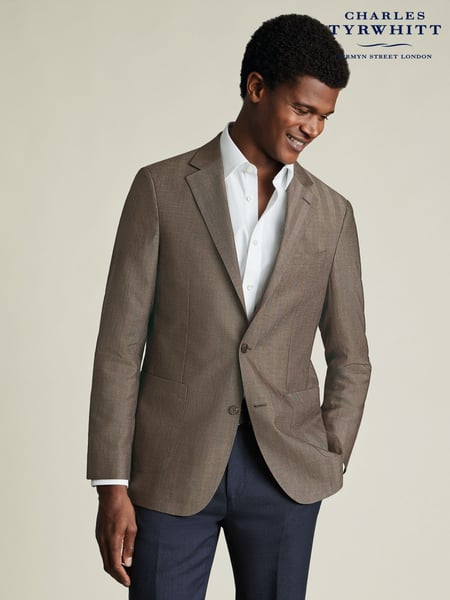 Charles Tyrwhitt Brown Slim Fit Wool Silk Jacket (W40222) | € 435