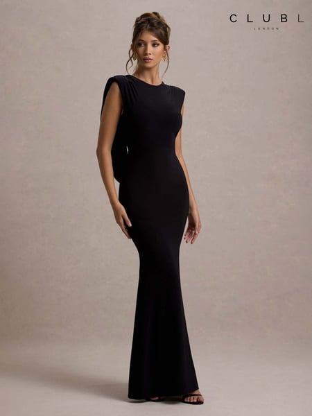 Club L London Black To The Moon Cowl-Back Maxi Dress (W40389) | € 117