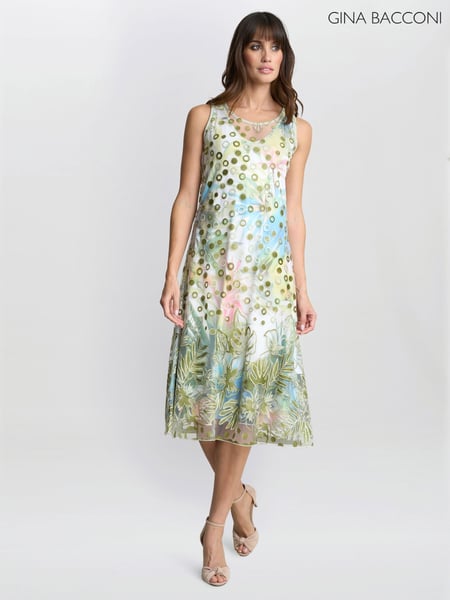 Gina Bacconi Green Emilia Double layer Dress (W40760) | € 250