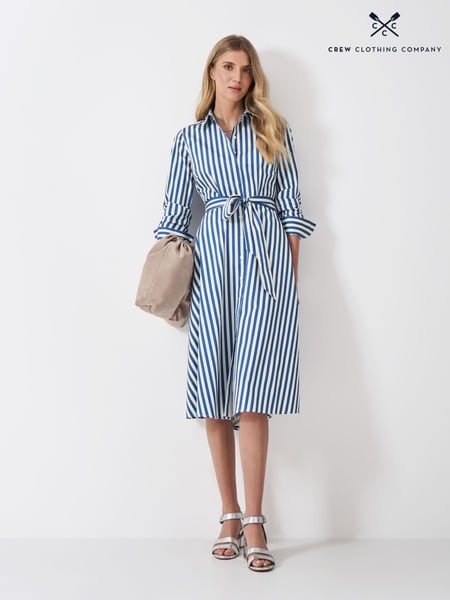 Crew Clothing White Stripe 100% Cotton Shirt Dress (W40959) | € 201