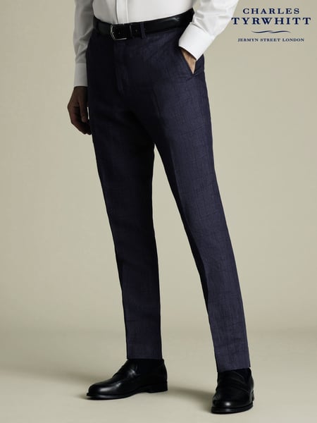 Charles Tyrwhitt Blue Slim Fit Slim Fit 100% Linen Trousers (W42621) | € 187