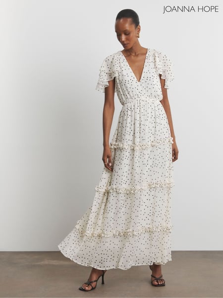 Joanna Hope White Mono Spot Maxi Ruffle Dress (W44048) | € 164
