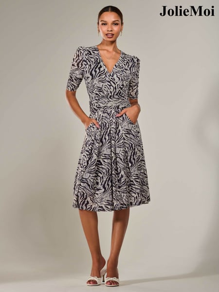 Jolie Moi Black Mesh Half Sleeve Midaxi Dress (W45878) | € 133