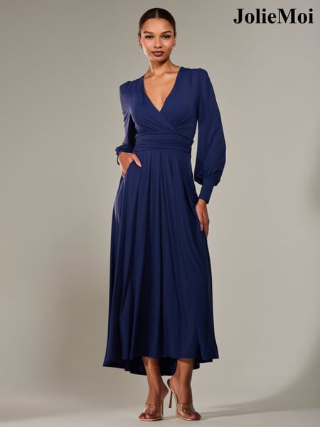 Jolie Moi Blue Long Sleeve Supersoft Jersey Maxi Dress (W45903) | € 148