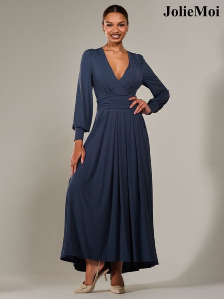 Jolie Moi Aqua Blue Long Sleeve Supersoft Jersey Maxi Dress (W45915) | € 148
