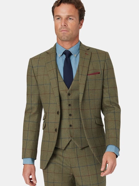 Brook Taverner Green Check Wool Suit Jacket (W47796) | € 388