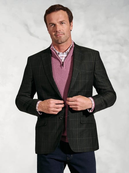 Brook Taverner Black Check Wool Linen Jacket (W47798) | € 357