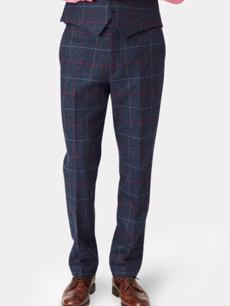 Brook Taverner Blue Check Wool Suit Trousers (W47810) | € 234