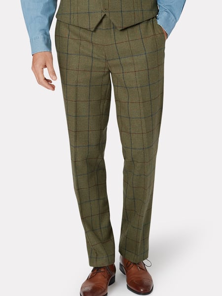 Brook Taverner Green Check Wool Suit Trousers (W47811) | € 234