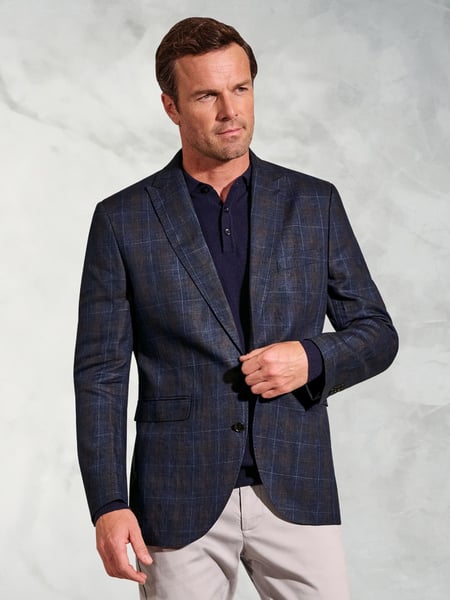 Brook Taverner Blue Pure Peak Lapel 100% Linen Jacket (W48100) | € 201