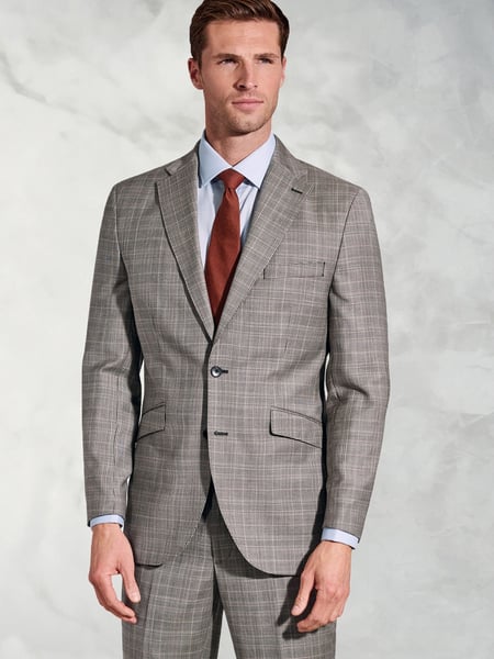 Brook Taverner Brown Wool POW Check Suit Jacket (W48116) | € 357