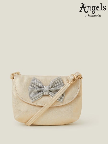 Angels By Accessorize Gold Girls Diamante Bow Bag (W51442) | € 22