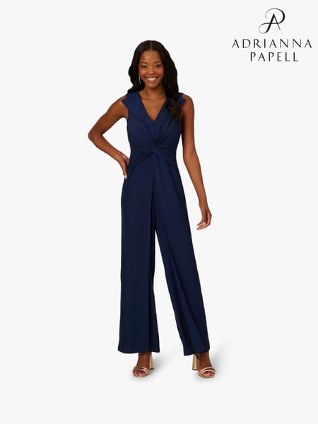 Adrianna Papell Blue Twist Front Overlay Jumpsuit (W52167) | € 310