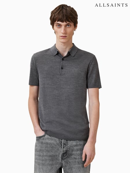 AllSaints Grey Maes Merino Polo Shirt (W52697) | € 148