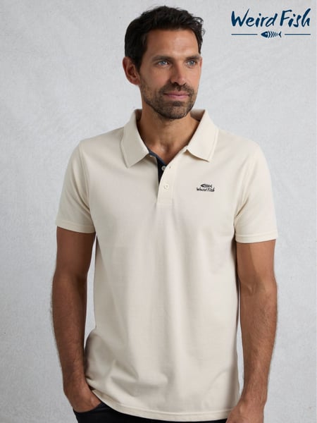 Weird Fish Cream Miles Pique 100% Cotton Polo Shirt (W53871) | € 59