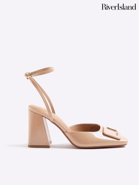River Island Natural Block Heel Square Toe Shoes (W54032) | € 66