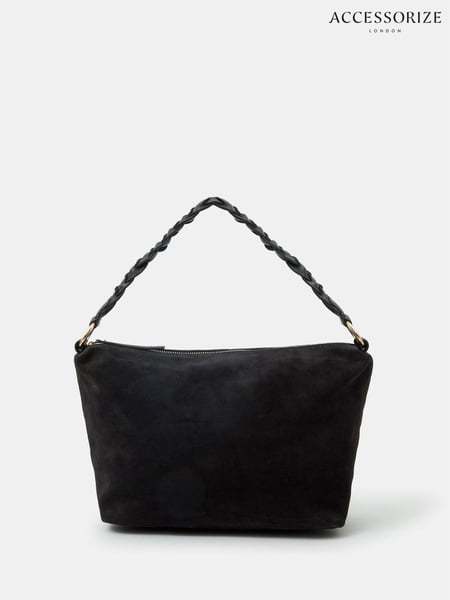 Accessorize Black Braided Strap Suede Shoulder Bag (W54838) | € 78