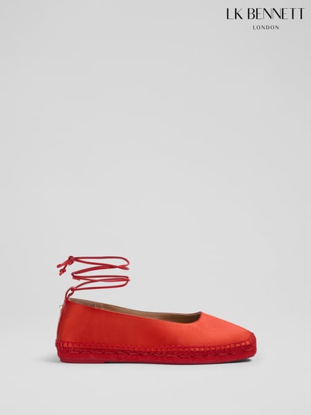 LK Bennett Red Mia Tie Espadrille Shoes (W55386) | € 248