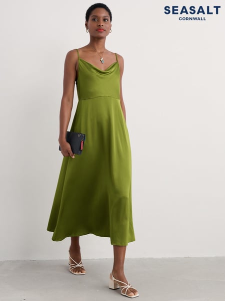 Seasalt Cornwall Green Petite Housel Bay Satin Cami Dress (W55895) | € 136