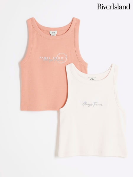 River Island Pink Girls Tank Tops 2 Pack (W55896) | € 25