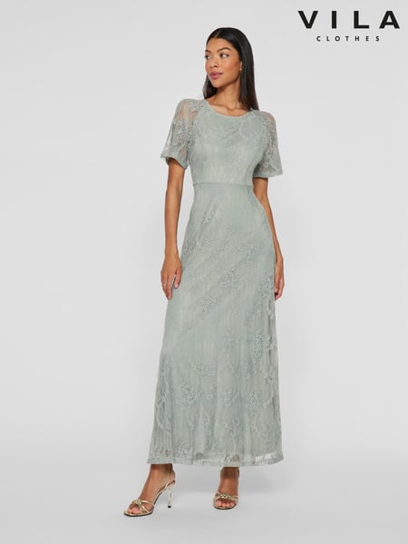 Grün - VILA Angel Short Sleeve Lace Maxi Occasion Dress (W56732) | 94 €