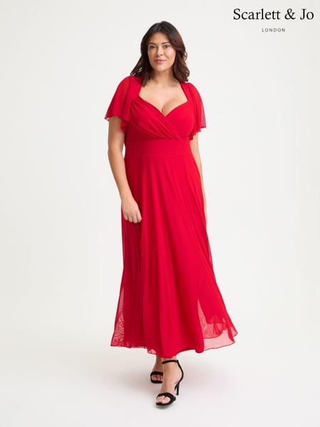 Scarlett & Jo Red Kemi Bright Bolero Wrap Bodice Maxi Gown (W56822) | € 140