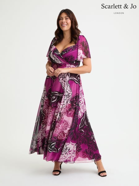 Scarlett & Jo Purple Kemi Bolero Wrap Bodice Maxi Gown (W58680) | € 148
