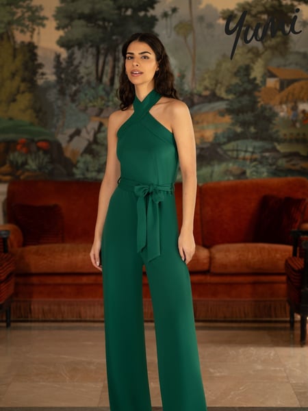 Yumi Green Cross Over Halter Neck Jumpsuit (W59243) | € 78