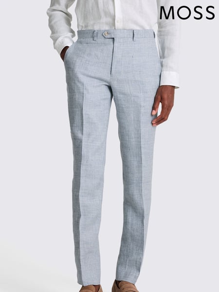 MOSS Blue Tailored Fit Linen Trousers (W62054) | € 187