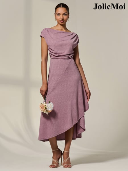 Jolie Moi Purple Asymmetric Cowl Neck Midi Dress (W65052) | € 106