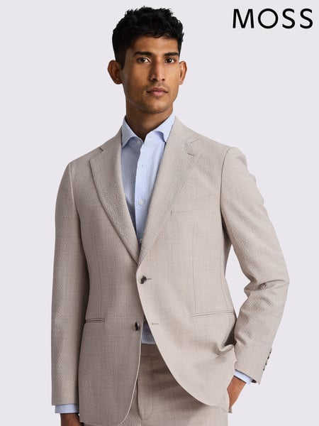 MOSS Natural Tailored Fit Oatmeal Seersucker Jacket (W66531) | € 264