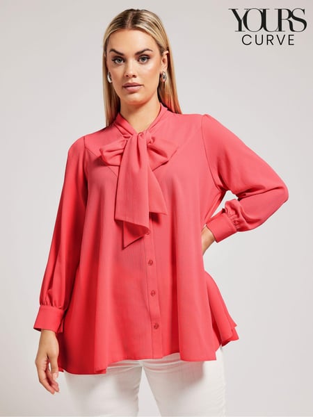 Yours Curve Pink Tie-Neck Gather Blouse (Y20602) | € 56
