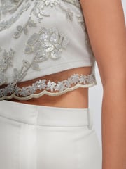 Silver Lace Sequin Tie Back Co Ord Top - Image 3 of 3
