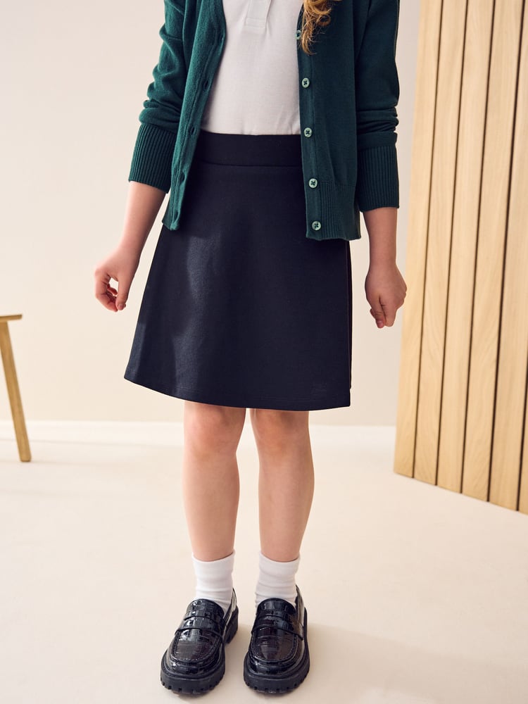 Black Regular Length Pull-On Jersey Stretch School Skater Skirt (3-17yrs) - Image 1 of 7