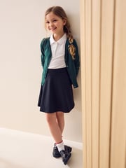 Black Regular Length Pull-On Jersey Stretch School Skater Skirt (3-17yrs) - Image 4 of 7