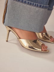 Gold Forever Comfort® Peep Toe Heeled Mules - Image 4 of 5