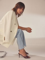 Burgundy Forever Comfort® Peep Toe Heeled Mules - Image 1 of 4