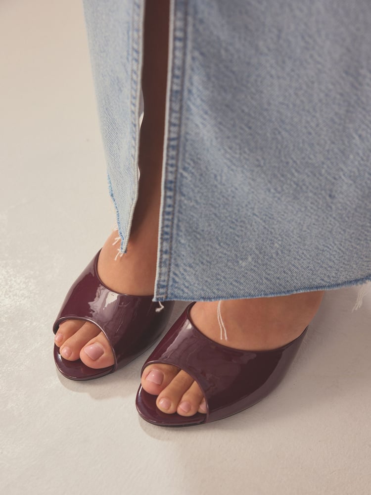 Burgundy Forever Comfort® Peep Toe Heeled Mules - Image 4 of 4