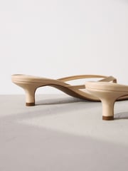 Camel Natural Premium Leather Toe Post Heeled Mules - Image 3 of 6