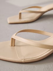 Camel Natural Premium Leather Toe Post Heeled Mules - Image 5 of 6